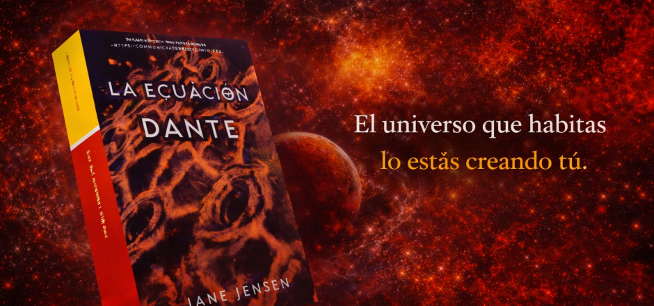 portada de una novela en tonos rojizos oscuros con una frase